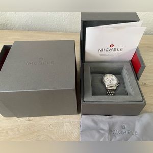 Pre-owned Jetway Mother Of Pearl Diamond Dial Ladies Chronograph Michele Watch